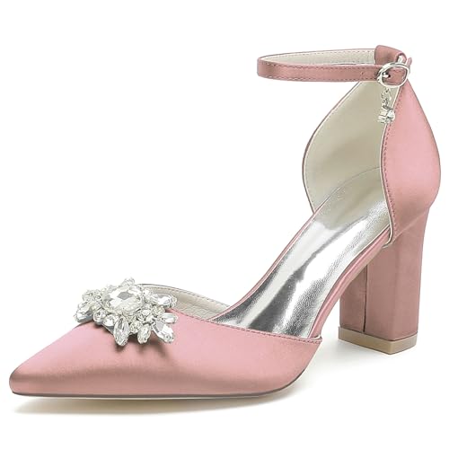 OAUSZC Damen Satin Blockabsatz Brautschuhe Riemen Pumps Strass Spitze Zehen Party Abend Hochzeitsschuhe 22014-15TY,Blush,42 EU OAUSZC Damen Satin Blockabsatz Brautschuhe Riemen Pumps Strass Spitze Zehen Party Abend Hochzeitsschuhe 22014-15TY,Blush,42 EU von OAUSZC