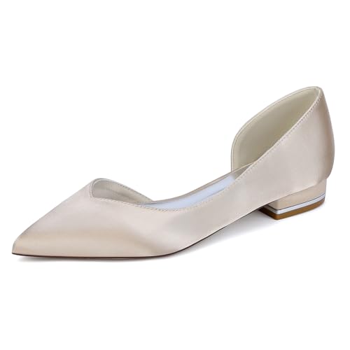 OAUSZC Damen Satin Brautschuhe Flache Ballerinas Spitze Zehen Abende Hochzeitsschuhe 18448-K11,Champagne,39 EU OAUSZC Damen Satin Brautschuhe Flache Ballerinas Spitze Zehen Abende Hochzeitsschuhe 18448-K11,Champagne,39 EU von OAUSZC