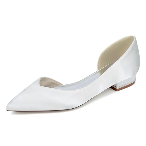 OAUSZC Damen Satin Brautschuhe Flache Ballerinas Spitze Zehen Abende Hochzeitsschuhe 18448-K11,Elfenbein,38 EU OAUSZC Damen Satin Brautschuhe Flache Ballerinas Spitze Zehen Abende Hochzeitsschuhe 18448-K11,Elfenbein,38 EU von OAUSZC