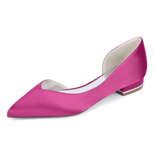 OAUSZC Damen Satin Brautschuhe Flache Ballerinas Spitze Zehen Abende Hochzeitsschuhe 18448-K11,Fuchsia,38 EU OAUSZC Damen Satin Brautschuhe Flache Ballerinas Spitze Zehen Abende Hochzeitsschuhe 18448-K11,Fuchsia,38 EU von OAUSZC