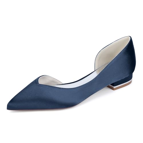 OAUSZC Damen Satin Brautschuhe Flache Ballerinas Spitze Zehen Abende Hochzeitsschuhe 18448-K11,Marine,38 EU OAUSZC Damen Satin Brautschuhe Flache Ballerinas Spitze Zehen Abende Hochzeitsschuhe 18448-K11,Marine,38 EU von OAUSZC