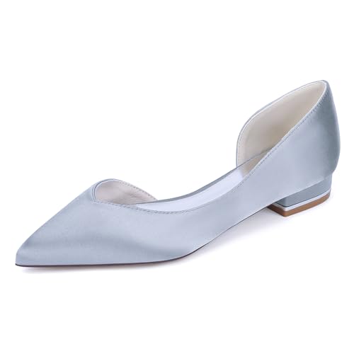 OAUSZC Damen Satin Brautschuhe Flache Ballerinas Spitze Zehen Abende Hochzeitsschuhe 18448-K11,Silber,38 EU OAUSZC Damen Satin Brautschuhe Flache Ballerinas Spitze Zehen Abende Hochzeitsschuhe 18448-K11,Silber,38 EU von OAUSZC