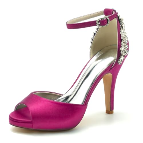 OAUSZC Damen Satin Brautschuhe Sandalen Stiletto Absatz Plateau Strass Peep Toe Knöchelriemen Hochzeit Abendschuhe Brautjungfernschuhe 718-155,Fuchsia,38 EU OAUSZC Damen Satin Brautschuhe Sandalen Stiletto Absatz Plateau Strass Peep Toe Knöchelriemen Hochzeit Abendschuhe Brautjungfernschuhe 718-155,Fuchsia,38 EU von OAUSZC