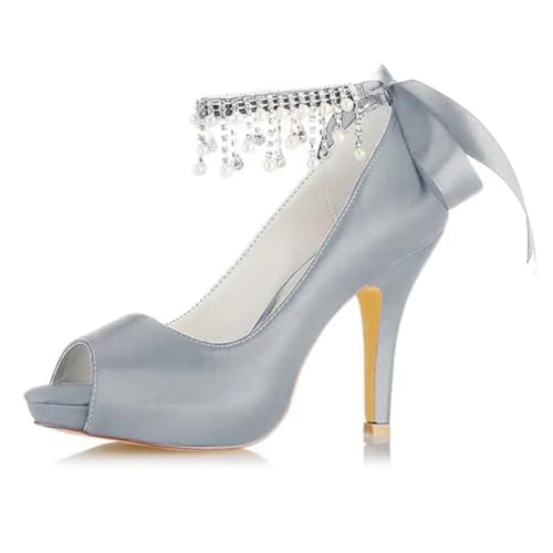 OAUSZC Damen Satin Plateau Stiletto Absatz Hochzeitsschuhe Peep Toe Perlen Riemchensandalen Brautschuhe Brautjungfernschuhe 718-77,Silber,41 EU OAUSZC Damen Satin Plateau Stiletto Absatz Hochzeitsschuhe Peep Toe Perlen Riemchensandalen Brautschuhe Brautjungfernschuhe 718-77,Silber,41 EU von OAUSZC