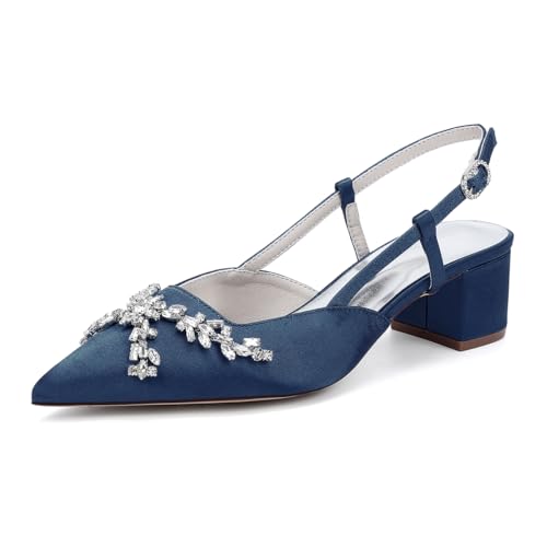 OAUSZC Damen Satin Slingback Hochzeitsschuhe Blockabsatz 4.5cm Pumps Strass Geschlossene Zehen Abend Brautschuhe 2309-8,Marine,36 EU OAUSZC Damen Satin Slingback Hochzeitsschuhe Blockabsatz 4.5cm Pumps Strass Geschlossene Zehen Abend Brautschuhe 2309-8,Marine,36 EU von OAUSZC