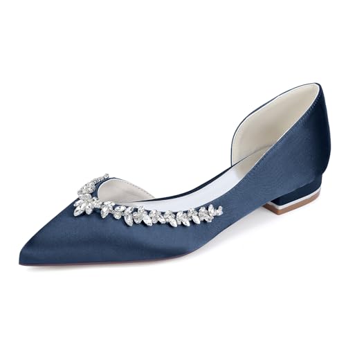 OAUSZC Damen Spitze Zehen Flach Brautschuhe Ballerinas Satin Strass Party Hochzeitssandalen 18448-11YK,Marine,43 EU OAUSZC Damen Spitze Zehen Flach Brautschuhe Ballerinas Satin Strass Party Hochzeitssandalen 18448-11YK,Marine,43 EU von OAUSZC