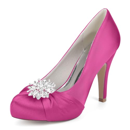 OAUSZC Damen Stilettoabsatz Plateau Hochzeit Pumps Satin High Heel Runde Zehen Strass Party Brautschuhe 718-8Y,Fuchsia,41 EU OAUSZC Damen Stilettoabsatz Plateau Hochzeit Pumps Satin High Heel Runde Zehen Strass Party Brautschuhe 718-8Y,Fuchsia,41 EU von OAUSZC