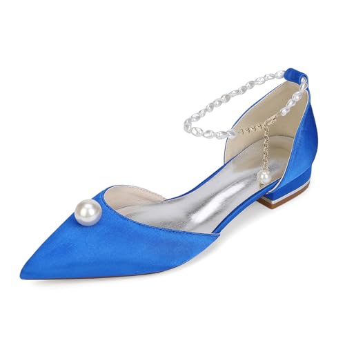 OAUSZC Flach Hochzeitsschuhe Ballerinas Riemen Damen Spitze Zehen Satin Perlen Party Brautschuhe 18448-46ZG,Blau,38 EU OAUSZC Flach Hochzeitsschuhe Ballerinas Riemen Damen Spitze Zehen Satin Perlen Party Brautschuhe 18448-46ZG,Blau,38 EU von OAUSZC