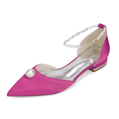 OAUSZC Flach Hochzeitsschuhe Ballerinas Riemen Damen Spitze Zehen Satin Perlen Party Brautschuhe 18448-46ZG,Fuchsia,38 EU OAUSZC Flach Hochzeitsschuhe Ballerinas Riemen Damen Spitze Zehen Satin Perlen Party Brautschuhe 18448-46ZG,Fuchsia,38 EU von OAUSZC
