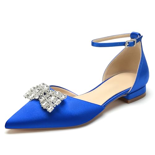 OAUSZC Flache Hochzeitsschuhe Strass Damen Riemen Ballerinas Satin Spitze Zehen Party Abend Brautschuhe,Blau,42 EU OAUSZC Flache Hochzeitsschuhe Strass Damen Riemen Ballerinas Satin Spitze Zehen Party Abend Brautschuhe,Blau,42 EU von OAUSZC