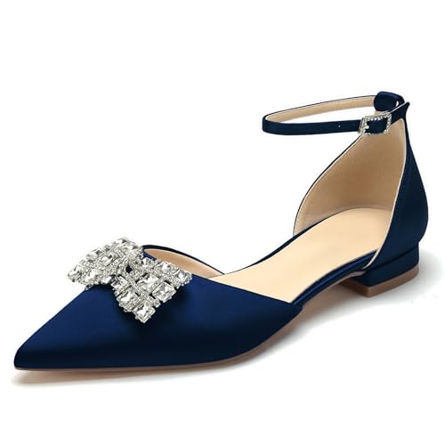 OAUSZC Flache Hochzeitsschuhe Strass Damen Riemen Ballerinas Satin Spitze Zehen Party Abend Brautschuhe,Marine,42 EU OAUSZC Flache Hochzeitsschuhe Strass Damen Riemen Ballerinas Satin Spitze Zehen Party Abend Brautschuhe,Marine,42 EU von OAUSZC