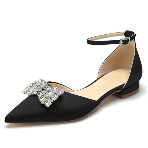 OAUSZC Flache Hochzeitsschuhe Strass Damen Riemen Ballerinas Satin Spitze Zehen Party Abend Brautschuhe,Schwarz,36 EU OAUSZC Flache Hochzeitsschuhe Strass Damen Riemen Ballerinas Satin Spitze Zehen Party Abend Brautschuhe,Schwarz,36 EU von OAUSZC