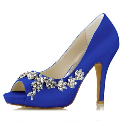 OAUSZC Frauen Plateau Stilettoabsatz Pumps Peep Toe Brautschuhe Strass Satin Abend Hochzeitsschuhe 718-66,Blau,41 EU OAUSZC Frauen Plateau Stilettoabsatz Pumps Peep Toe Brautschuhe Strass Satin Abend Hochzeitsschuhe 718-66,Blau,41 EU von OAUSZC