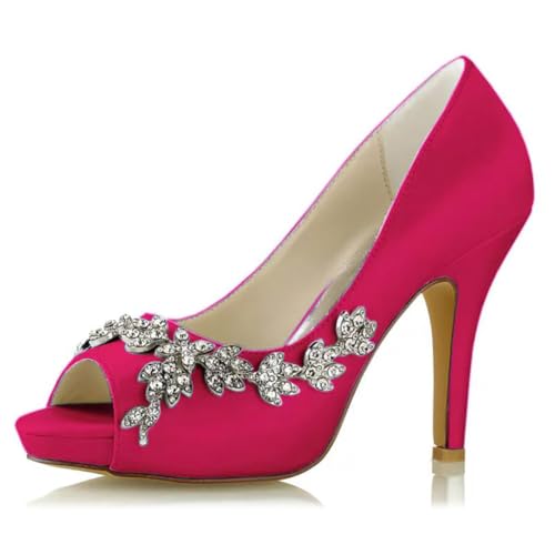 OAUSZC Frauen Plateau Stilettoabsatz Pumps Peep Toe Brautschuhe Strass Satin Abend Hochzeitsschuhe 718-66,Fuchsia,38 EU OAUSZC Frauen Plateau Stilettoabsatz Pumps Peep Toe Brautschuhe Strass Satin Abend Hochzeitsschuhe 718-66,Fuchsia,38 EU von OAUSZC