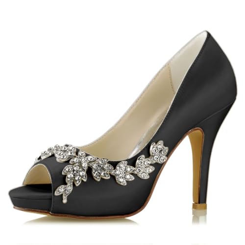 OAUSZC Frauen Plateau Stilettoabsatz Pumps Peep Toe Brautschuhe Strass Satin Abend Hochzeitsschuhe 718-66,Schwarz,40 EU OAUSZC Frauen Plateau Stilettoabsatz Pumps Peep Toe Brautschuhe Strass Satin Abend Hochzeitsschuhe 718-66,Schwarz,40 EU von OAUSZC
