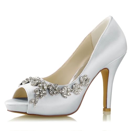 OAUSZC Frauen Plateau Stilettoabsatz Pumps Peep Toe Brautschuhe Strass Satin Abend Hochzeitsschuhe 718-66,Silber,38 EU OAUSZC Frauen Plateau Stilettoabsatz Pumps Peep Toe Brautschuhe Strass Satin Abend Hochzeitsschuhe 718-66,Silber,38 EU von OAUSZC