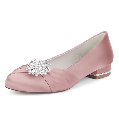 OAUSZC Hochzeit Ballerinas Damen Runder Zehen Satin Strass Flache Braut Dolly Schuhe 1899-5Y,Blush,37 EU OAUSZC Hochzeit Ballerinas Damen Runder Zehen Satin Strass Flache Braut Dolly Schuhe 1899-5Y,Blush,37 EU von OAUSZC