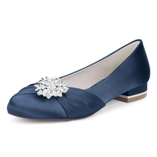OAUSZC Hochzeit Ballerinas Damen Runder Zehen Satin Strass Flache Braut Dolly Schuhe 1899-5Y,Marine,38 EU OAUSZC Hochzeit Ballerinas Damen Runder Zehen Satin Strass Flache Braut Dolly Schuhe 1899-5Y,Marine,38 EU von OAUSZC