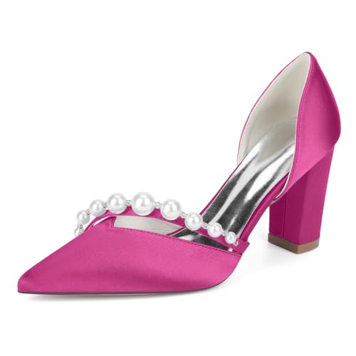OAUSZC Hochzeits Pumps Mit Blockabsatz Damen Spitze Zehen Party Brautschuhe Abendschuhe 22014-17,Fuchsia,38 EU OAUSZC Hochzeits Pumps Mit Blockabsatz Damen Spitze Zehen Party Brautschuhe Abendschuhe 22014-17,Fuchsia,38 EU von OAUSZC
