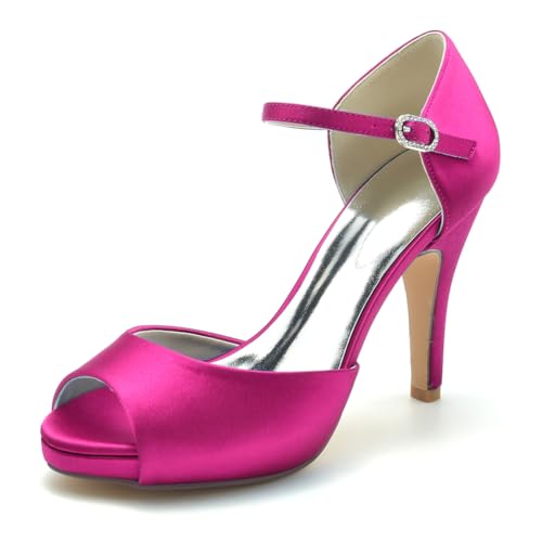 OAUSZC Plateau Hochzeits Sandalen Stilettoabsatz Damen Satin Riemchen Pumps Peep Toe High Heels Brautschuhe Partyschuhe 718-111,Fuchsia,41 EU OAUSZC Plateau Hochzeits Sandalen Stilettoabsatz Damen Satin Riemchen Pumps Peep Toe High Heels Brautschuhe Partyschuhe 718-111,Fuchsia,41 EU von OAUSZC