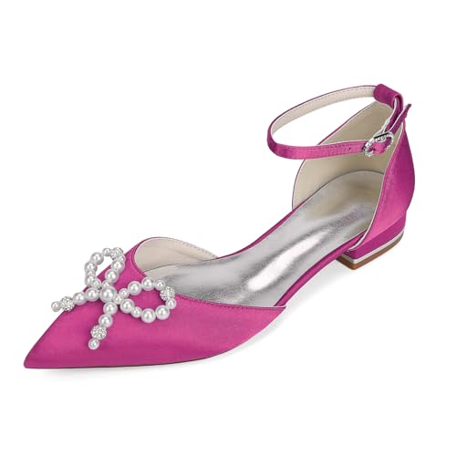OAUSZC Riemen Hochzeitsschuhe Flache Ballerinas Damen Geschlossene Zehen Perlen Schleifen Satin Abend Brautschuhe 18448-46HD,Fuchsia,38 EU OAUSZC Riemen Hochzeitsschuhe Flache Ballerinas Damen Geschlossene Zehen Perlen Schleifen Satin Abend Brautschuhe 18448-46HD,Fuchsia,38 EU von OAUSZC