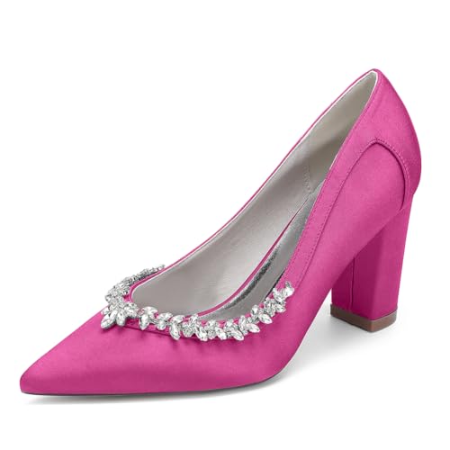 OAUSZC Satin Brautschuhe Blockabsatz Pumps Damen Spitz Zehen Strass Hochzeitsschuhe Abendschuhe 22014-50YK,Fuchsia,38 EU OAUSZC Satin Brautschuhe Blockabsatz Pumps Damen Spitz Zehen Strass Hochzeitsschuhe Abendschuhe 22014-50YK,Fuchsia,38 EU von OAUSZC