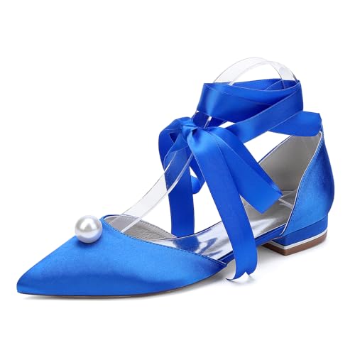 OAUSZC Satin Flach Brautschuhe Damen Ballerinas Mit Perlen Spitze Zehen Party Brautjungfernschuhe 18448-15ZS,Blau,39 EU OAUSZC Satin Flach Brautschuhe Damen Ballerinas Mit Perlen Spitze Zehen Party Brautjungfernschuhe 18448-15ZS,Blau,39 EU von OAUSZC
