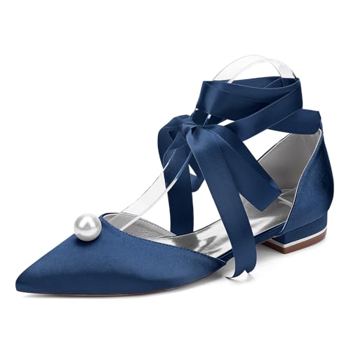 OAUSZC Satin Flach Brautschuhe Damen Ballerinas Mit Perlen Spitze Zehen Party Brautjungfernschuhe 18448-15ZS,Marine,38 EU OAUSZC Satin Flach Brautschuhe Damen Ballerinas Mit Perlen Spitze Zehen Party Brautjungfernschuhe 18448-15ZS,Marine,38 EU von OAUSZC