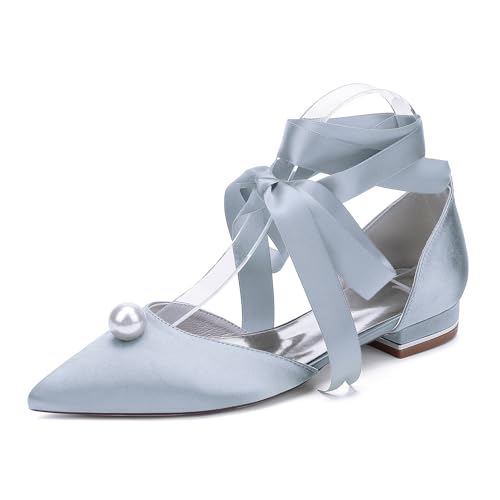 OAUSZC Satin Flach Brautschuhe Damen Ballerinas Mit Perlen Spitze Zehen Party Brautjungfernschuhe 18448-15ZS,Silber,42 EU OAUSZC Satin Flach Brautschuhe Damen Ballerinas Mit Perlen Spitze Zehen Party Brautjungfernschuhe 18448-15ZS,Silber,42 EU von OAUSZC