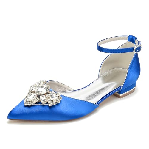 OAUSZC Satin Flache Hochzeitsschuhe Damen Ballerinas Knöchelriemen Strass Spitze Zehen Brautjungfern Abendschuhe 18448-46D,Blau,41 EU OAUSZC Satin Flache Hochzeitsschuhe Damen Ballerinas Knöchelriemen Strass Spitze Zehen Brautjungfern Abendschuhe 18448-46D,Blau,41 EU von OAUSZC