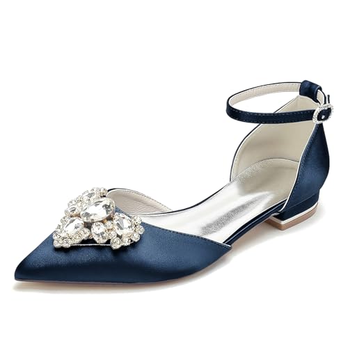 OAUSZC Satin Flache Hochzeitsschuhe Damen Ballerinas Knöchelriemen Strass Spitze Zehen Brautjungfern Abendschuhe 18448-46D,Marine,37 EU OAUSZC Satin Flache Hochzeitsschuhe Damen Ballerinas Knöchelriemen Strass Spitze Zehen Brautjungfern Abendschuhe 18448-46D,Marine,37 EU von OAUSZC
