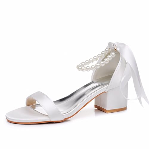 OAUSZC Satin Riemchensandalen Blockabsatz 5 cm Damen Perlen Offener Zehen Hochzeiten Brautschuhe Abendschuhe,Elfenbein,42 EU OAUSZC Satin Riemchensandalen Blockabsatz 5 cm Damen Perlen Offener Zehen Hochzeiten Brautschuhe Abendschuhe,Elfenbein,42 EU von OAUSZC