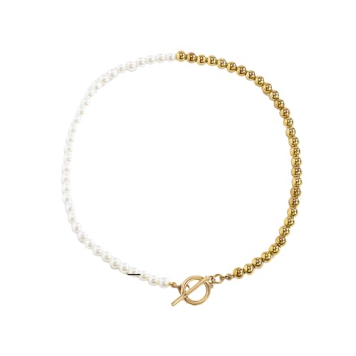 OAUWKEIY Anhänger Halskette Europäischer und Amerikanischer Schmuck Retro einfache asymmetrische Halskette Frauen Persönlichkeit Mode Perlen Schlange Knochen Kette Halskette Schmuck von OAUWKEIY