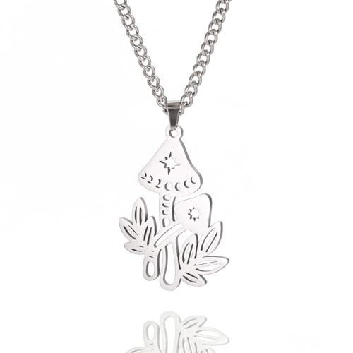 OAUWKEIY Anhänger Halskette Fee Pilz Mond Anhänger Damen Halskette Schmuck Geburtstagsgeschenk Modischer Anhänger Halskette Schmuck von OAUWKEIY