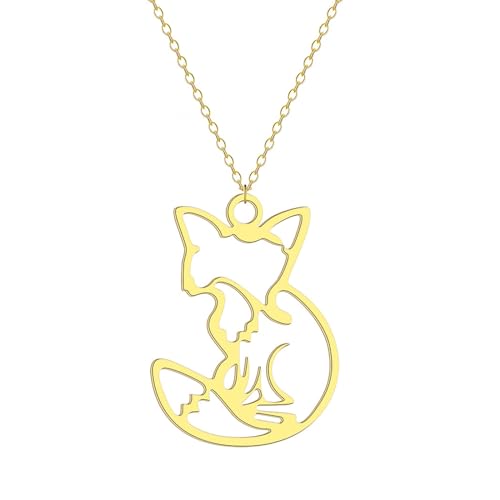 OAUWKEIY Anhänger Halskette Gold Fuchs Charm Anhänger Halskette Einfacher Tierschmuck für Frauen Modischer Anhänger Halskette Schmuck von OAUWKEIY