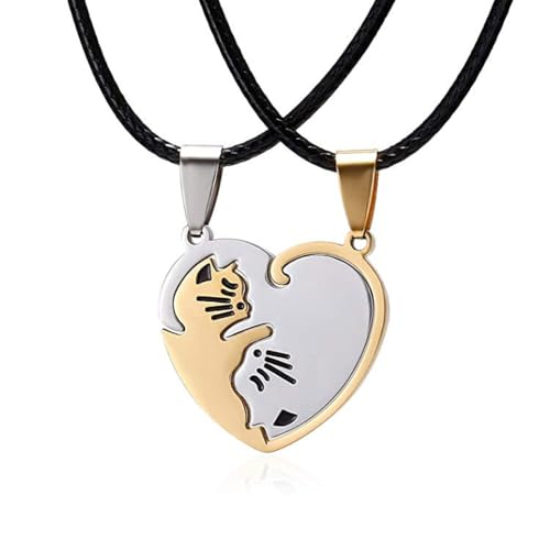 OAUWKEIY Anhänger Halskette Katze Paar Pullover Kette Damen Kette Accessoires Herren Anhänger Hip Hop Schmuck Anhänger Halskette Schmuck von OAUWKEIY