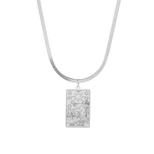 OAUWKEIY Anhänger Halskette Kleines Tarot THE STAR Stern Anhänger Schlange Knochen Kette Damen Light Luxus Halskette Anhänger Halskette Schmuck von OAUWKEIY