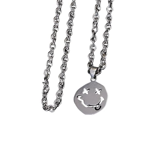 OAUWKEIY Anhänger Halskette Koreanische Version lustige Smiley Gesicht Halskette einfache Nische Design Sinn kurze Halskette einfache Student vielseitig Schmuck Frauen Schmuck von OAUWKEIY