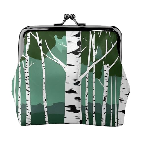 Birke Trees Print Charm and Versatile Coin Purse Exquisite Waterproof Kiss Lock Wallet for Keys Cards von OAZCVBNN