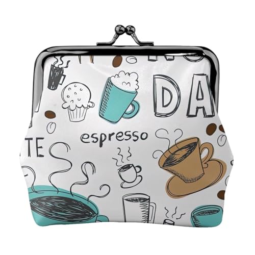 Delicious Coffee Print Charm and Versatile Coin Purse Exquisite Waterproof Kiss Lock Wallet for Keys Cards von OAZCVBNN