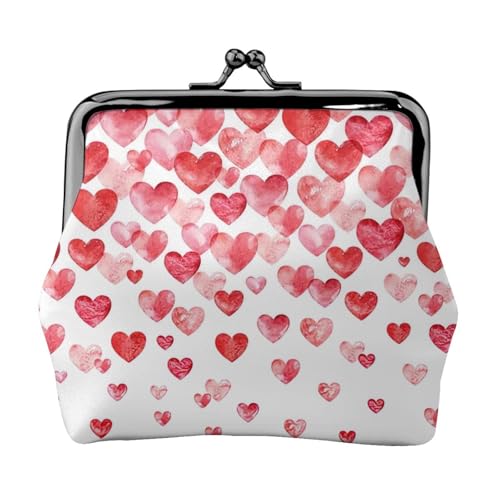 Falling Red Hearts Print Charm and Versatile Coin Purse Exquisite Waterproof Kiss Lock Wallet for Keys Cards von OAZCVBNN