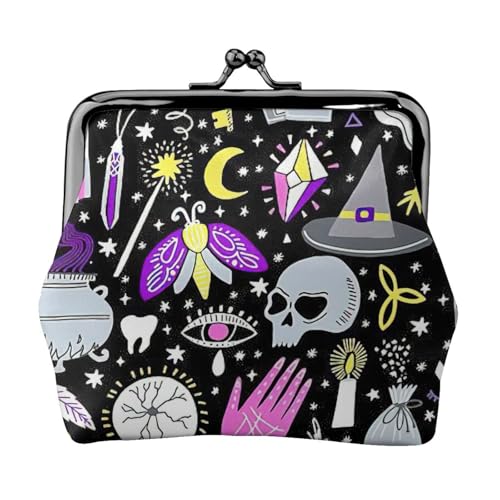 Magic Witch Witchcraft Bohemian Drawing Print Charm and Versatile Coin Purse Exquisite Waterproof Kiss Lock Wallet for Keys Cards von OAZCVBNN
