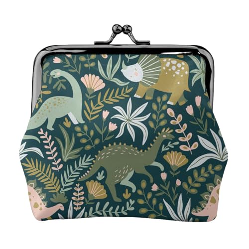 Niedlicher Dinosaurier-Print Charm und vielseitige Münzgeldbörse, exquisit, wasserdicht, Kuss-Lock-Geldbörse für Schlüssel, Karten von OAZCVBNN