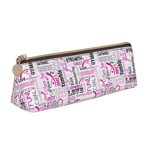 OAZCVBNN Federmäppchen aus Leder, mit pinkem Aufdruck, stilvolle Tasche, Schule, Reisen, Make-up, Organisation, leicht von OAZCVBNN