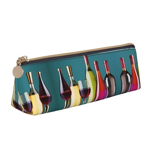 OAZCVBNN Federmäppchen aus Leder für Cocktailgläser und Weinflaschen, stilvolle Tasche, Schule, Reisen, Make-up, Organisation, leicht von OAZCVBNN