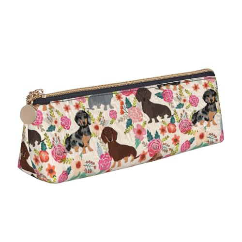 OAZCVBNN Federmäppchen aus Leder mit Dackel-Aufdruck, stilvolle Tasche, Schule, Reisen, Make-up, Organisation, leicht von OAZCVBNN