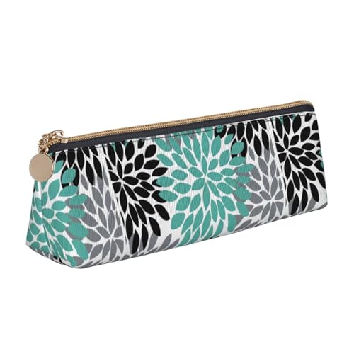 OAZCVBNN Federmäppchen aus Leder mit Dahlien-Blumendruck, stilvolle Tasche, Schule, Reisen, Make-up, Organisation, leicht von OAZCVBNN