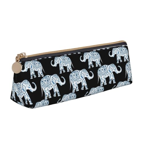 OAZCVBNN Federmäppchen aus Leder mit Elefanten-Aufdruck, stilvolle Tasche, Schule, Reisen, Make-up, Organisation, leicht von OAZCVBNN
