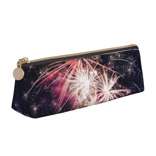 OAZCVBNN Federmäppchen aus Leder mit Explosionsfeuerwerk, stilvolle Tasche, Schule, Reisen, Make-up, Organisation, leicht von OAZCVBNN