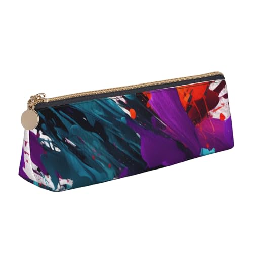 OAZCVBNN Federmäppchen aus Leder mit Farbspritzer-Druck, stilvolle Tasche, Schule, Reisen, Make-up, Organisation, leicht von OAZCVBNN